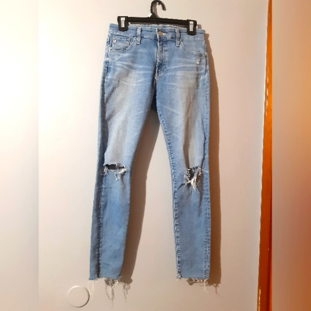 A G Women's The Farrah Skinny Ankle High Rise Jeans Size 27R Light Wash